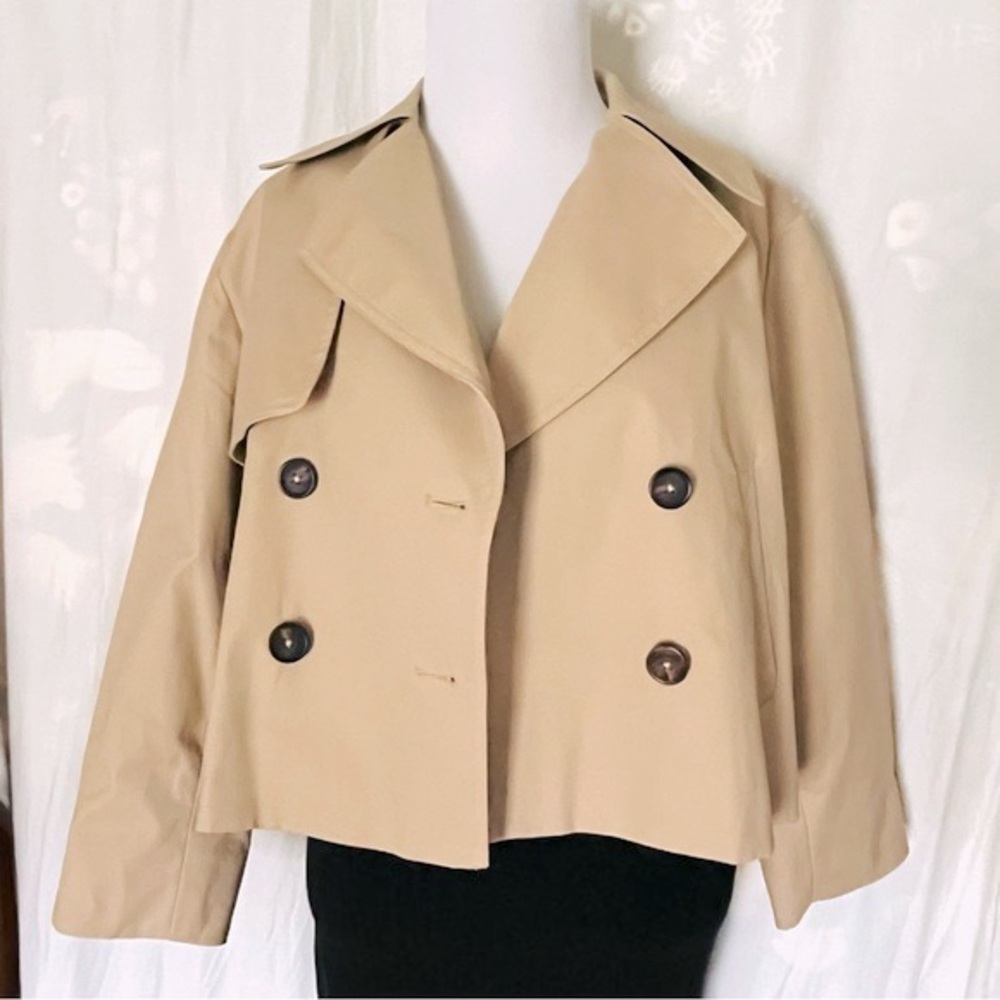 French Connection Cropped Trench Coat double breasted jacket